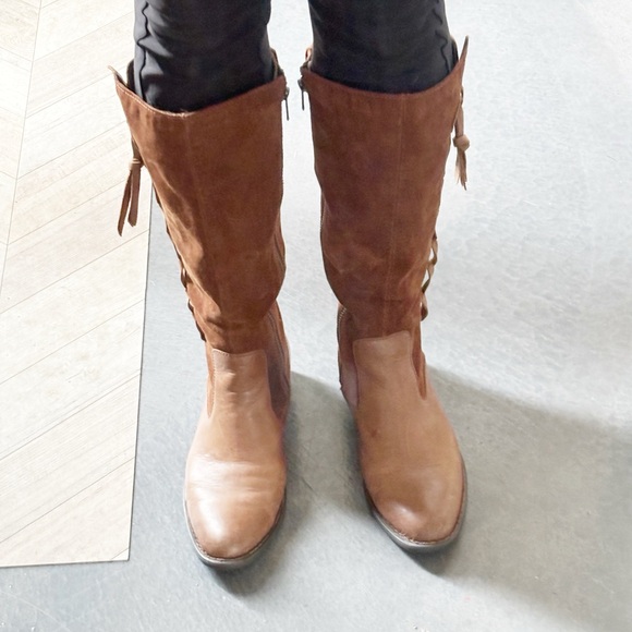 Born Suede & Leather Tall Boots w/Braided Trim - Picture 14 of 15